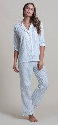 Lorient Block Print Long Pajama Set - Sale