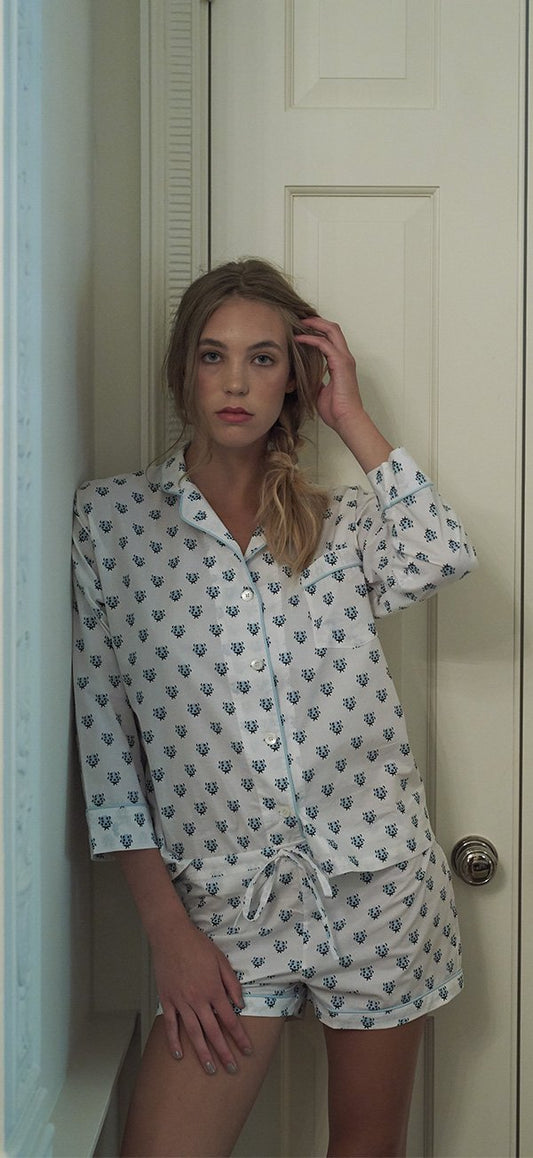 Lorient Block Print Short Pajama Set - Sale