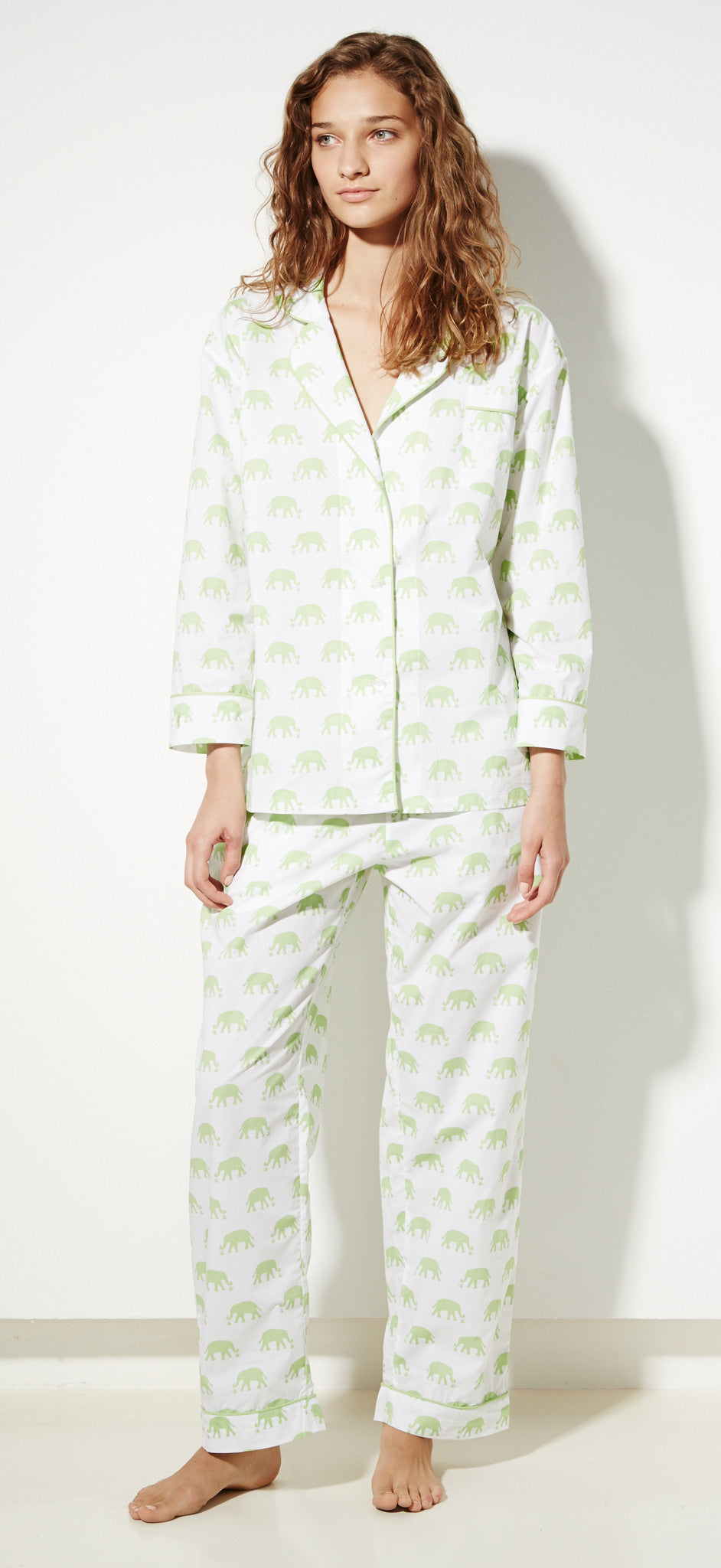 Lorient Block Print Long Pajama Set - Sale